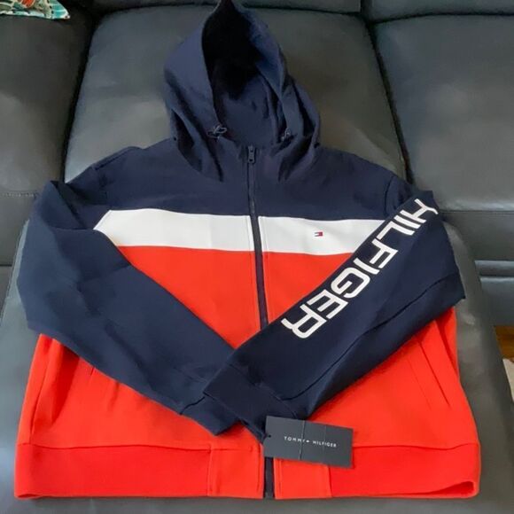 TOMMY HILFIGER NWT MENS ZIP UP COAT JACKET WITH HOOD EXTRA LARGE - Picture 3 of 13